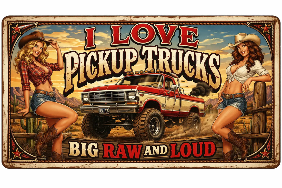 Pickup Truck Lovers Bumper Sticker Big Raw and Loud