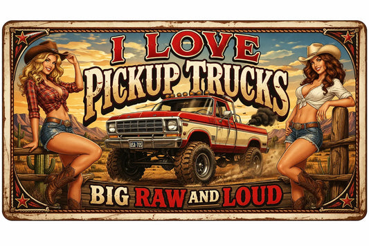 Pickup Truck Lovers Bumper Sticker Big Raw and Loud