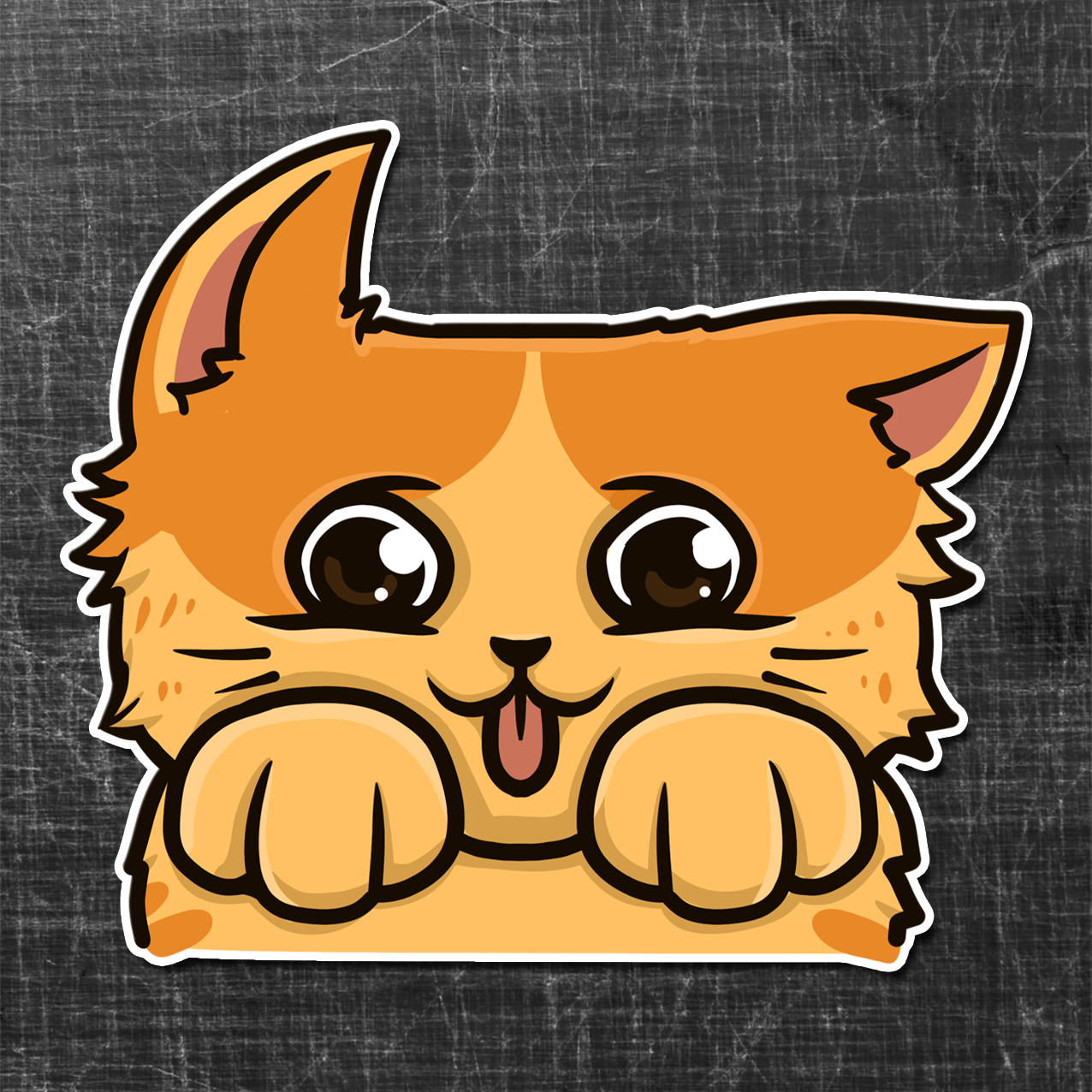 Sticker of a cat begging on a textured background