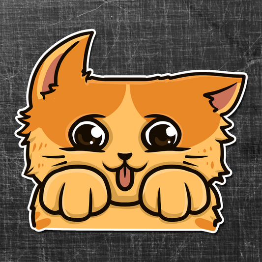 Sticker of a cat begging on a textured background
