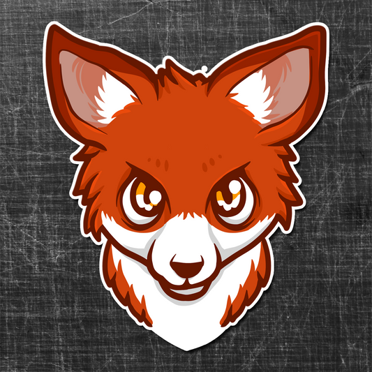 Sticker on a textured background of a Red Fox