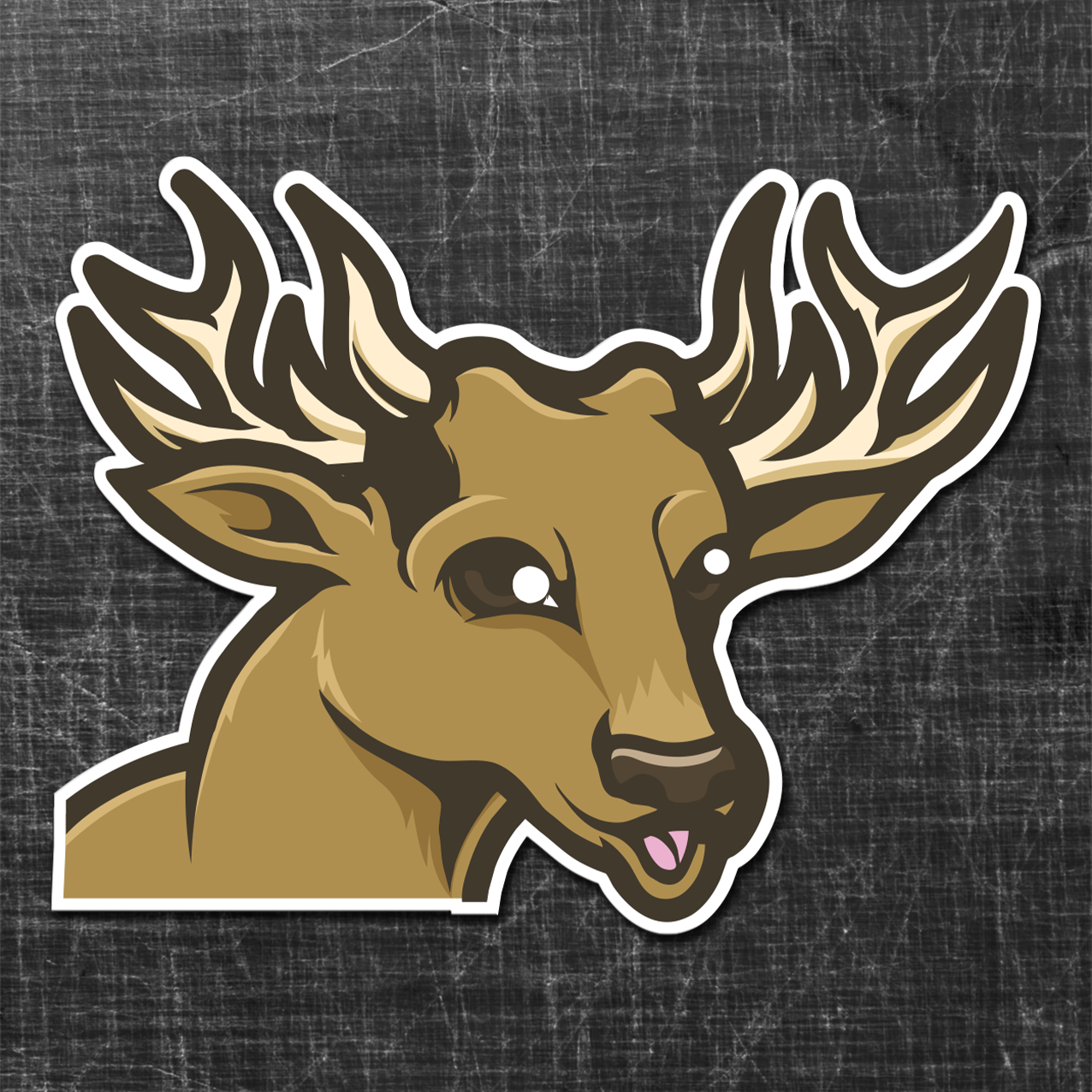 Sticker on a textured background of a Deer or Hjort