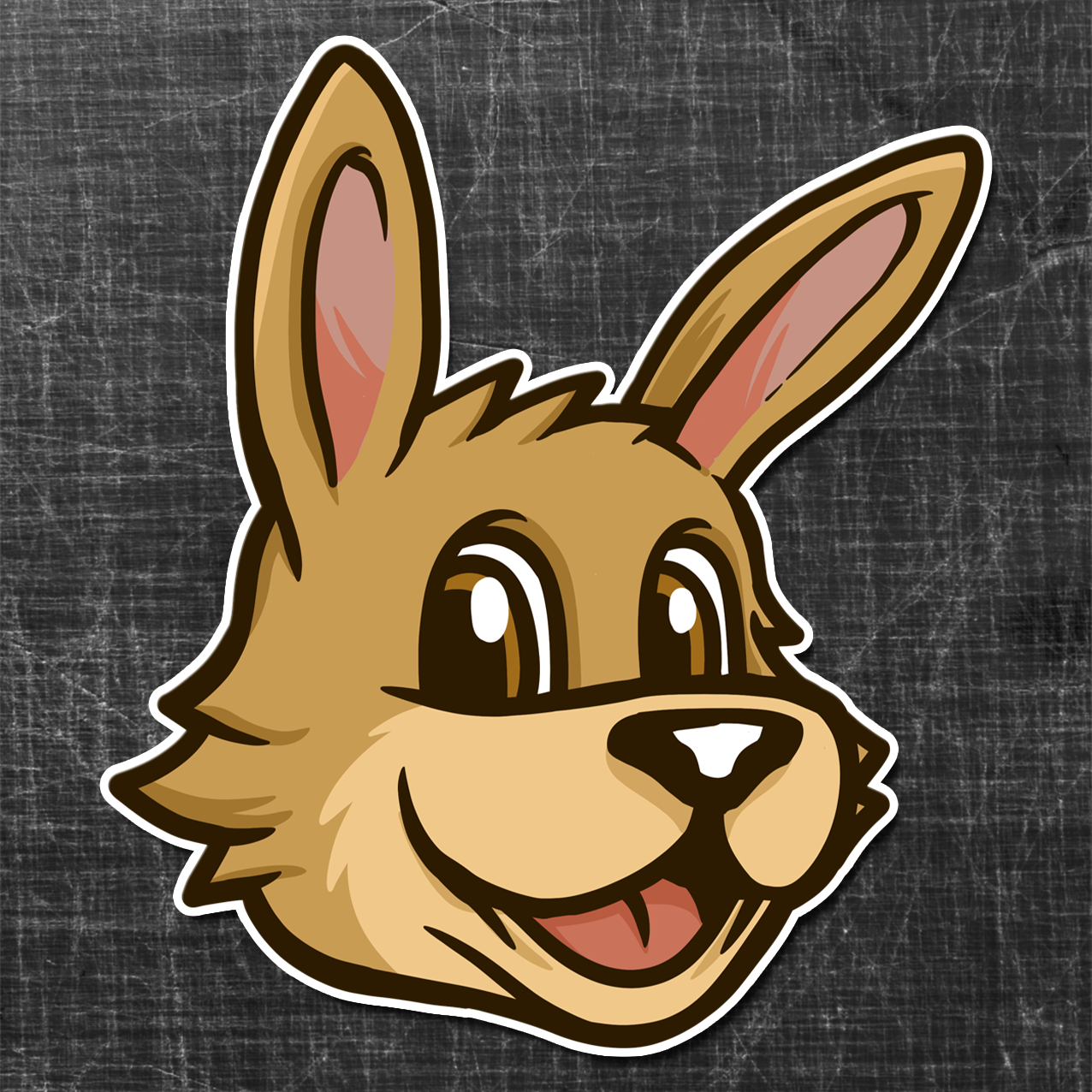 Sticker on a textured background of a happy kangaroo