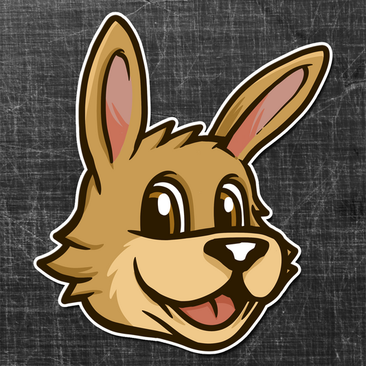 Sticker on a textured background of a happy kangaroo