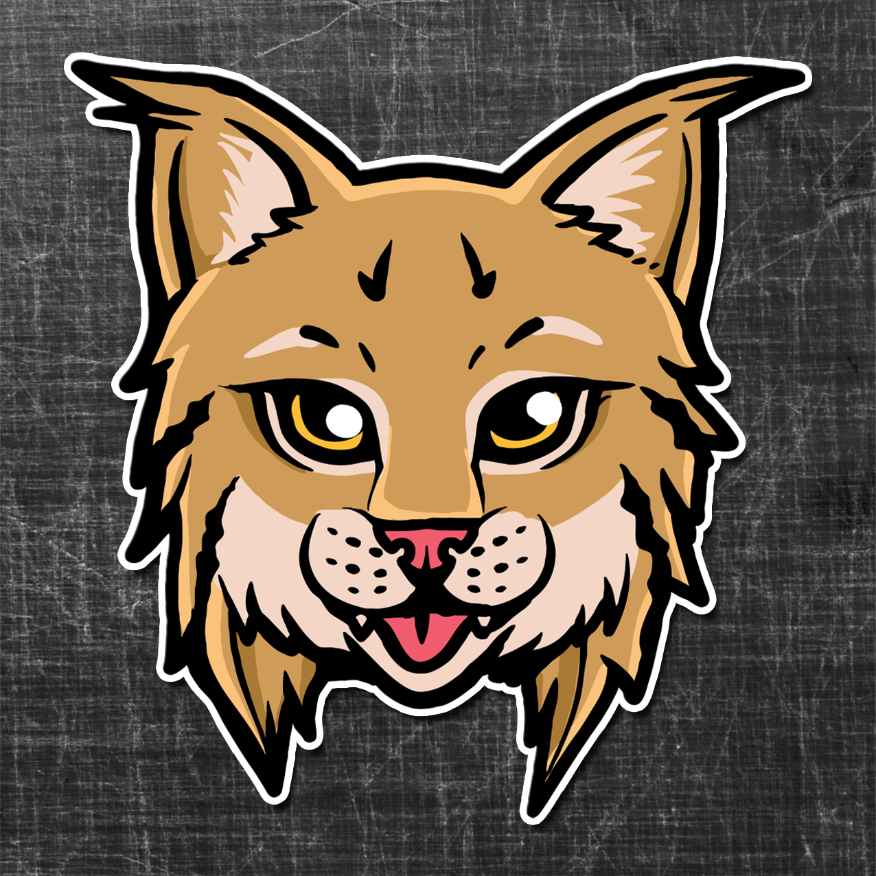 Sticker on a textured background of a Lynx