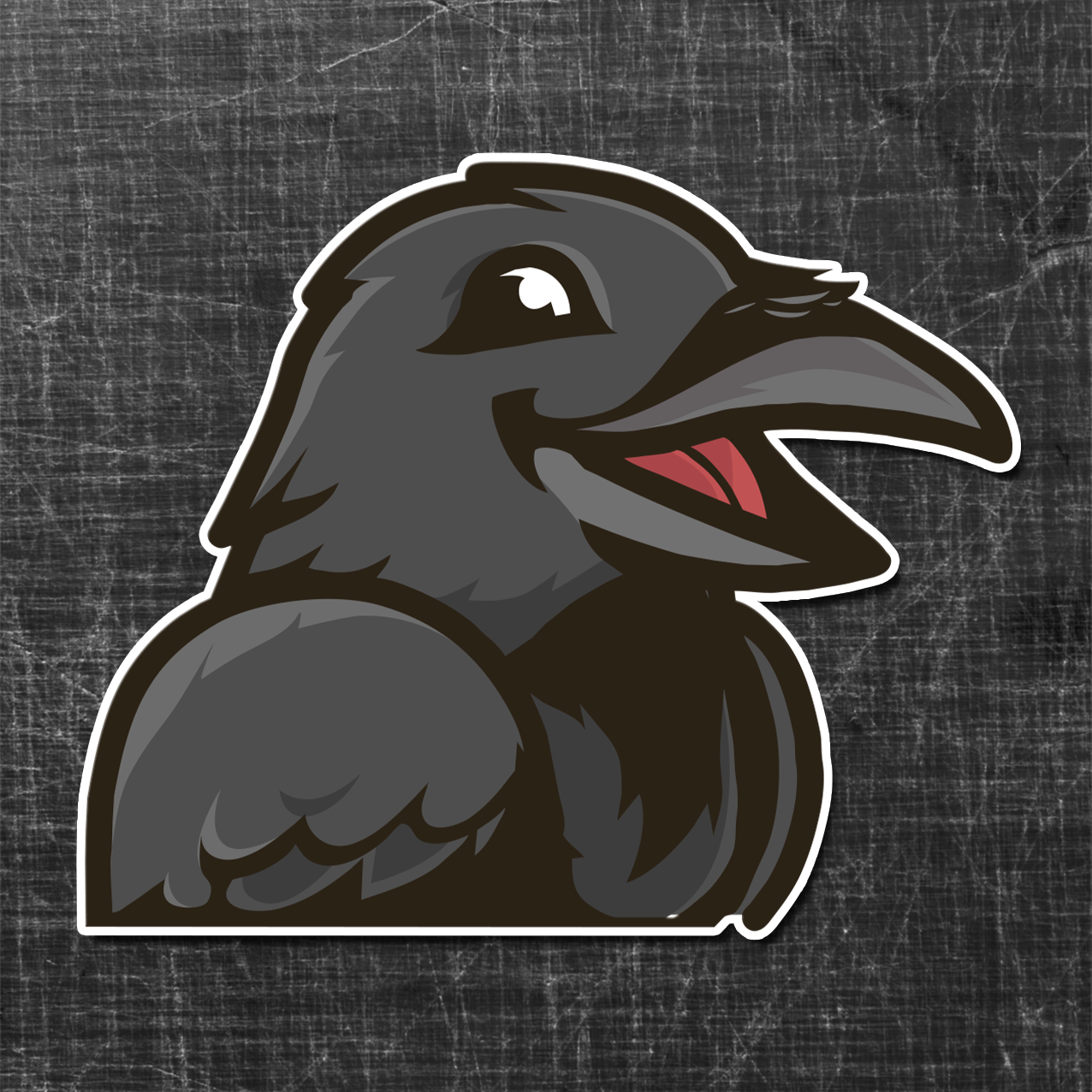 Sticker on a textured background of a comic Black raven