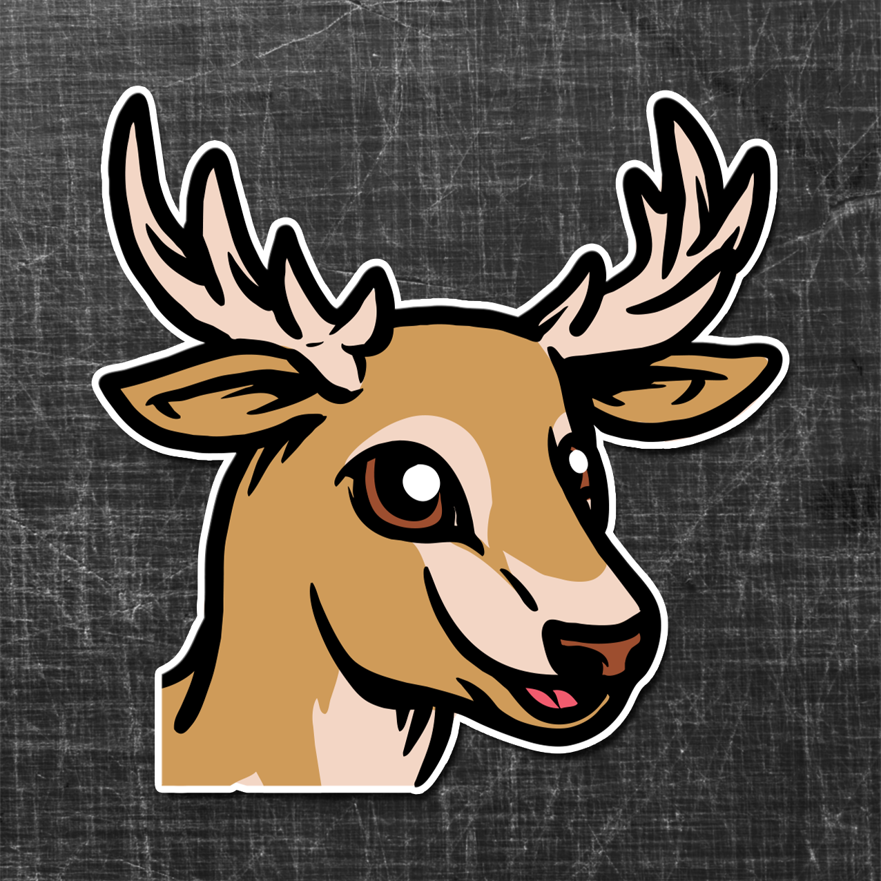 Sticker on a textured background of a comic Reindeer