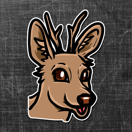 Sticker on a textured background of a comic Deer / Rådyr