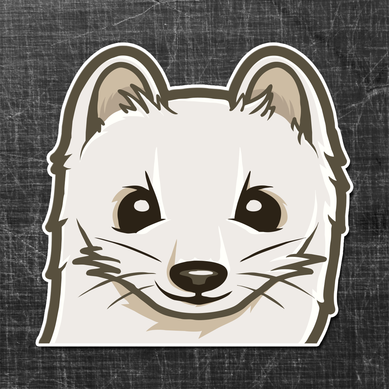 Sticker on a textured background of a comic røyskatt, royskatt, weasel