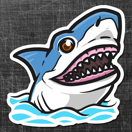 Sticker on a textured background of a comic Shark