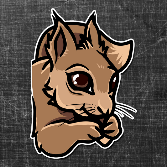 Sticker on a textured background of a comic Cute Squirrel